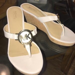 NWOT white wedge sandals